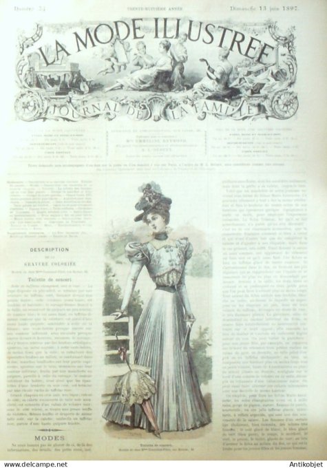 La Mode illustrée journal 1897 n° 24 Toilette de concert