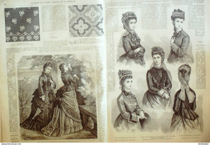 La Mode illustrée journal + gravure associée 1875 # 27