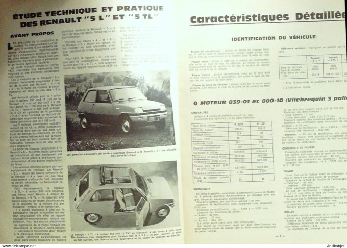 Revue Tech. Automobile 1968 n°318 Renault 5TL Lauréate R1220