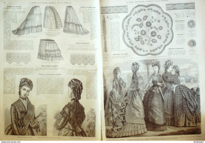 La Mode illustrée journal + gravure associée 1875 # 27