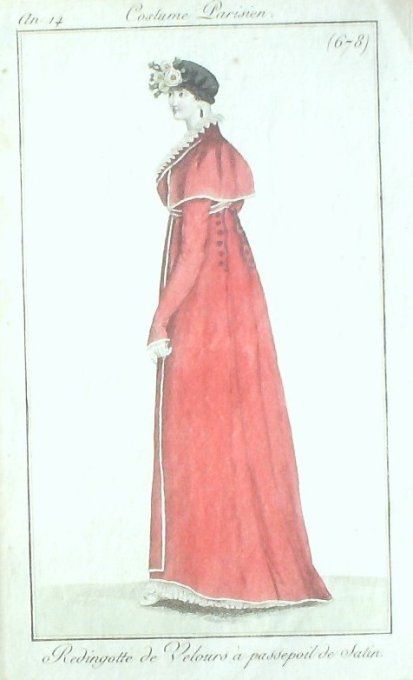 Gravure Mode Costume Parisien 1806 #   678 (eau forte old Fashion plate