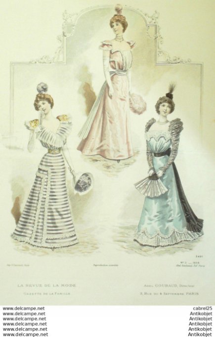 Gravure de mode La Gazette 1898 # 03 Maison Abel Goubaud