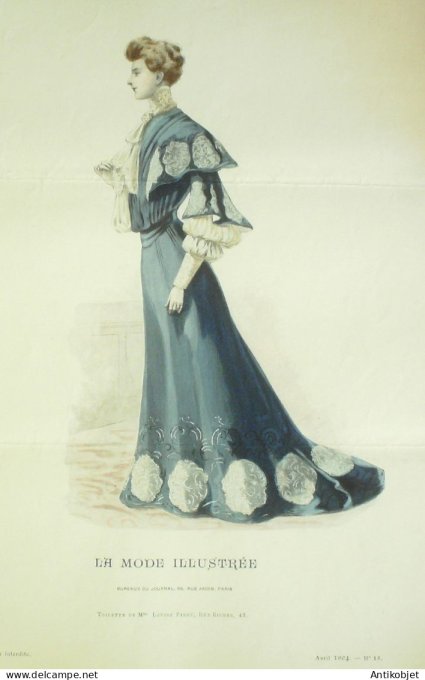 Gravure Mode illustree 1904 # 15 (Old Fashion plate) RARE