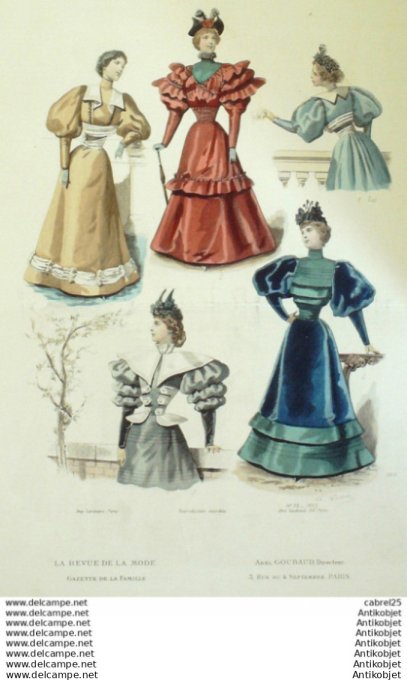 Gravure Mode La Gazette 1893 # 38 (Old Fashion plate)