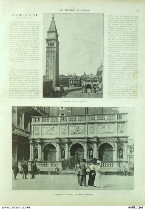 Le Monde illustré 1902 n°2365 Quiberon (56)  Tourcoing (59) Venise Campanile Puteaux (92) Thoirette 