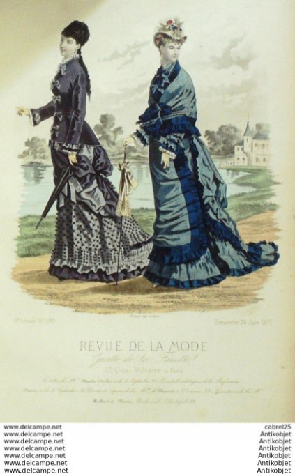 Gravure Mode La Gazette 1877 # 286 (Old Fashion plate)