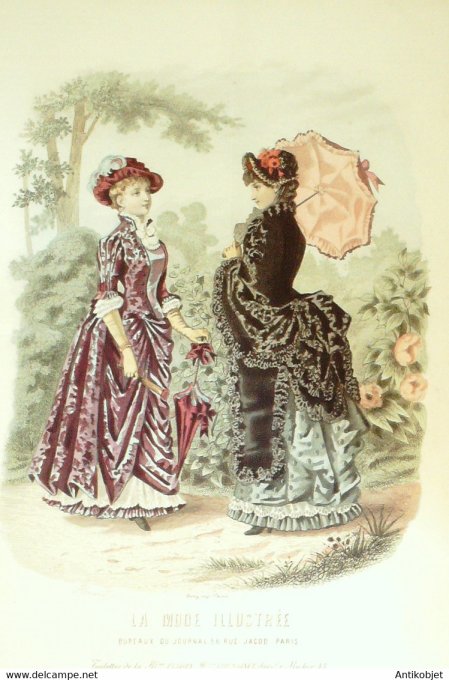 Gravure de mode La Mode illustrée 1883 n°14 (Maison Deloffre)