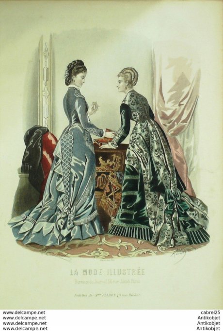 Gravure de mode La Mode illustrée 1876 n°49 (Maison Fladry)