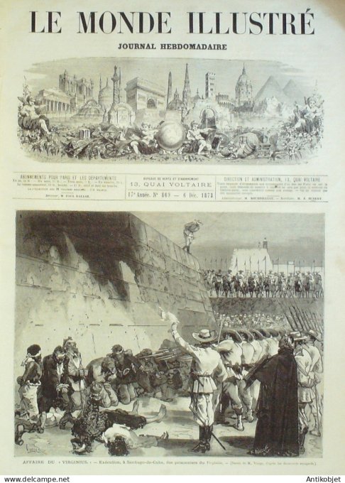 Le Monde illustré 1873 n°869 Cuba Santiago-de-Cuba Virginius Versailles (78) Procès Mal Bazaine