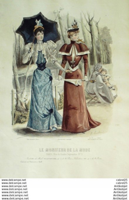 Gravure Mode Le Moniteur 1892 # 19 (Old Fashion plate)