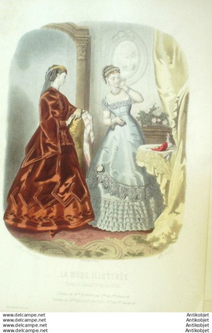 Gravure Mode illustree 1867 # 48 (Old Fashion plate)