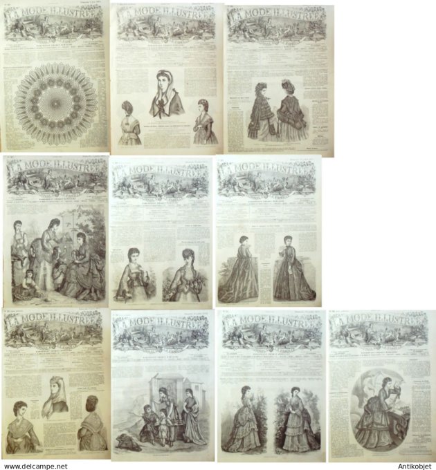 Mode illustree  1871 Lot de 10 journaux