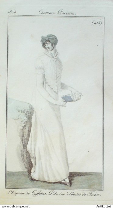 Costume Parisien 1808 # 915 (eau forte) Pélerine à  pointes de Fichu