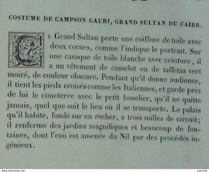 Egypte CAIRE CAMPSON GAURI Sultan 1859