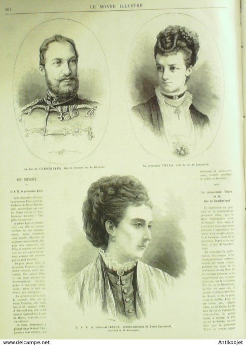 Le Monde illustré 1878 n°1135 Pays-Bas Hanovre Duc Comberland Thyra Solerne