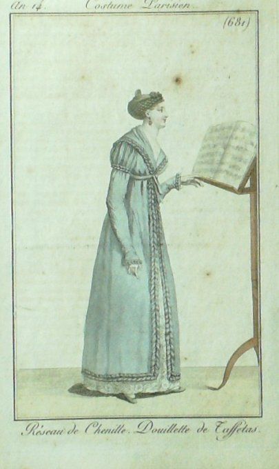 Gravure Mode Costume Parisien 1806 # 681 (eau forte old Fashion plate