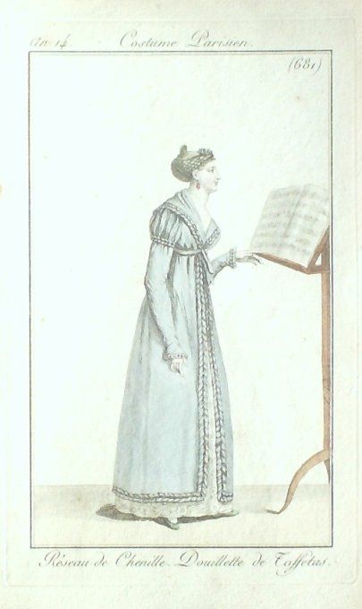 Gravure Mode Costume Parisien 1806 #   681 (eau forte old Fashion plate