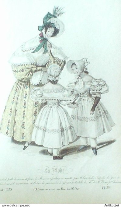 Gravure La mode 1833 # 318 (aquarelle old Fashion plate)