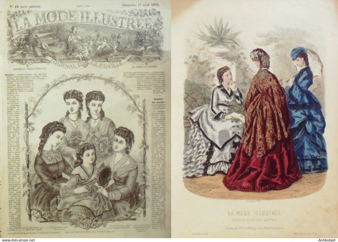 La Mode illustrée journal + gravure associée 1870 # 16