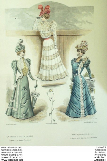 Gravure de mode La Gazette 1897 # 25 Maison Abel Goubaud