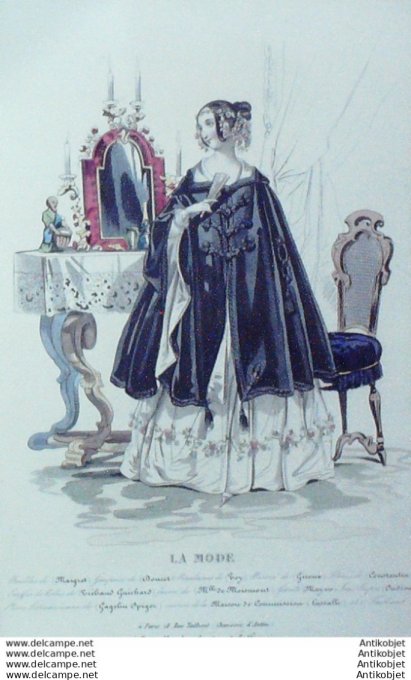 Gravure La mode 1841 #  7 (aquarelle old Fashion plate)
