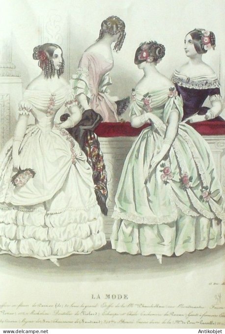 Gravure La mode 1844 # 34 (aquarelle old Fashion plate)