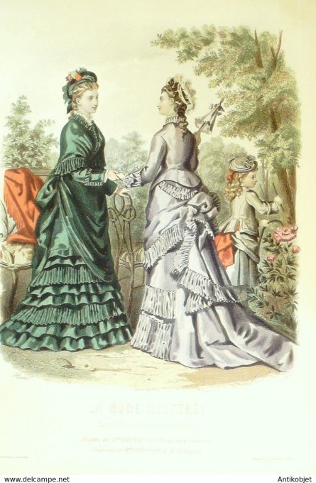 Gravure de mode La Mode illustrée 1875 n°17 (Maison Bréant-Castel)