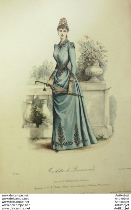 Gravure Mode Le Coquet 1889 # 26 (Old Fashion plate)