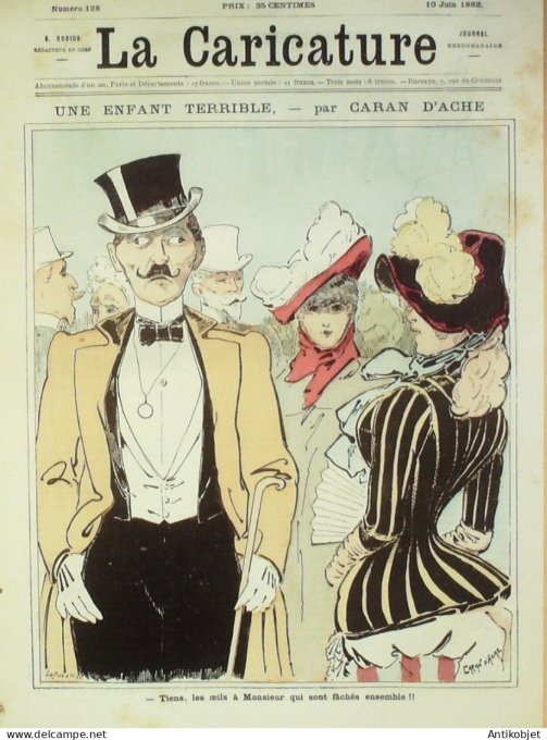 La Caricature 1882 #128 Un enfant terrible Caran d'Ache Trock Peinture mystère Tinant