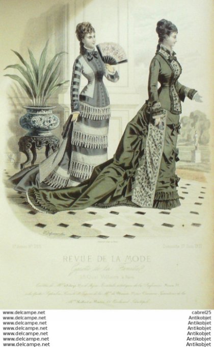 Gravure Mode La Gazette 1877 # 285 (Old Fashion plate)