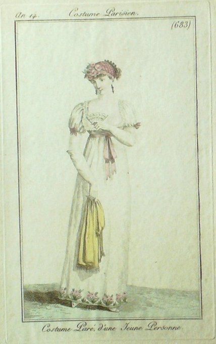 Gravure Mode Costume Parisien 1806 # 683 (eau forte old Fashion plate