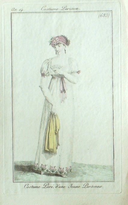 Gravure Mode Costume Parisien 1806 #   683 (eau forte old Fashion plate