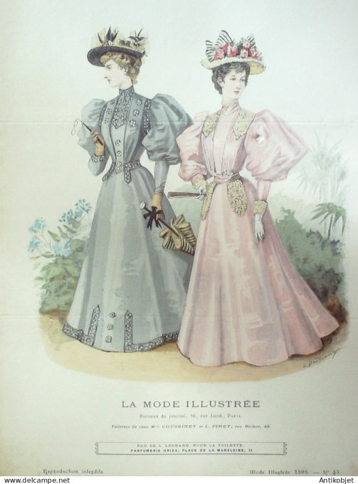 Gravure Mode illustree 1895 # 43 (Old Fashion plate) RARE