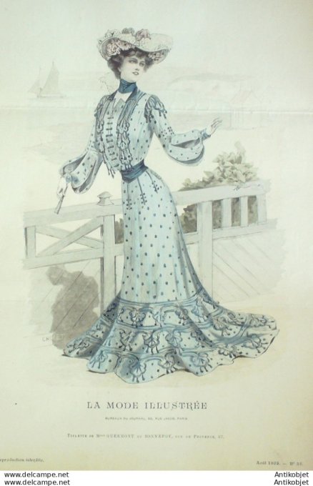 Gravure Mode illustree 1902 # 35 (Old Fashion plate) rare