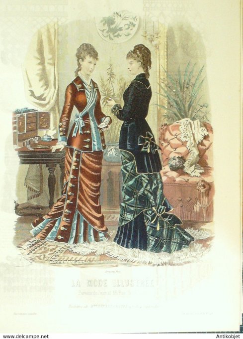 Gravure de mode La Mode illustrée 1878 n°48 (Maison Bréant-Castel)