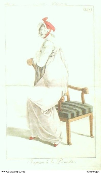 Costume Parisien 1802 an 10 # 367 (eau forte) Chapeau ? la Paméla