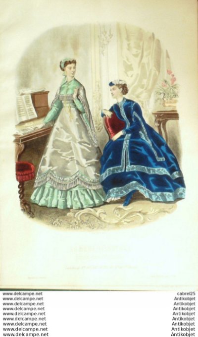 Gravure Mode illustree 1867 # 46 (Old Fashion plate)