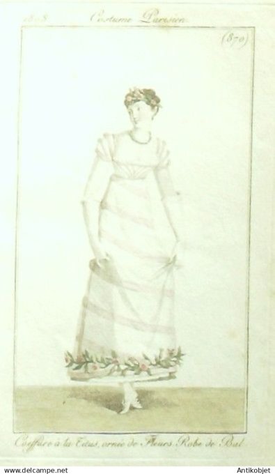 Costume Parisien 1808 # 870 (eau forte) Robe de bal