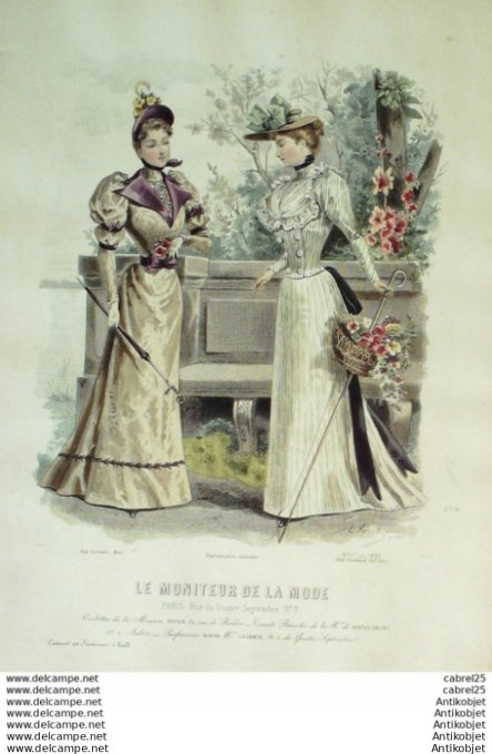 Gravure Mode Le Moniteur 1892 # 17 (Old Fashion plate)