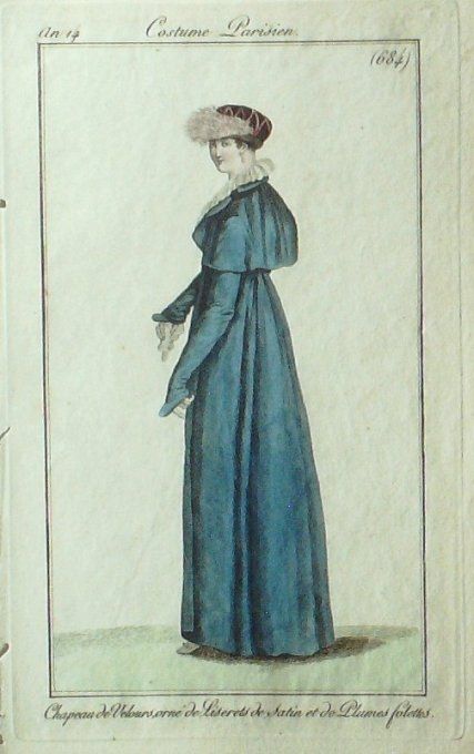 Gravure Mode Costume Parisien 1806 # 684 (eau forte old Fashion plate