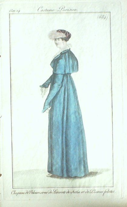 Gravure Mode Costume Parisien 1806 #   684 (eau forte old Fashion plate