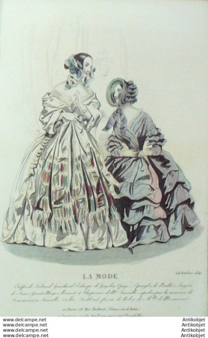 Gravure La mode 1840 # 41 (aquarelle old Fashion plate)