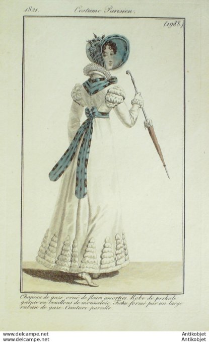 Costume Parisien 1821 # 1988 Robe perkale en mousseline
