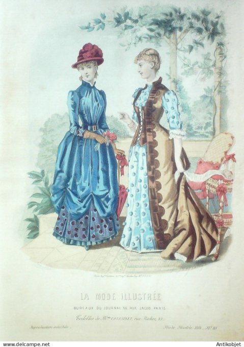 Gravure Mode illustree 1884 # 10 (Old Fashion plate)