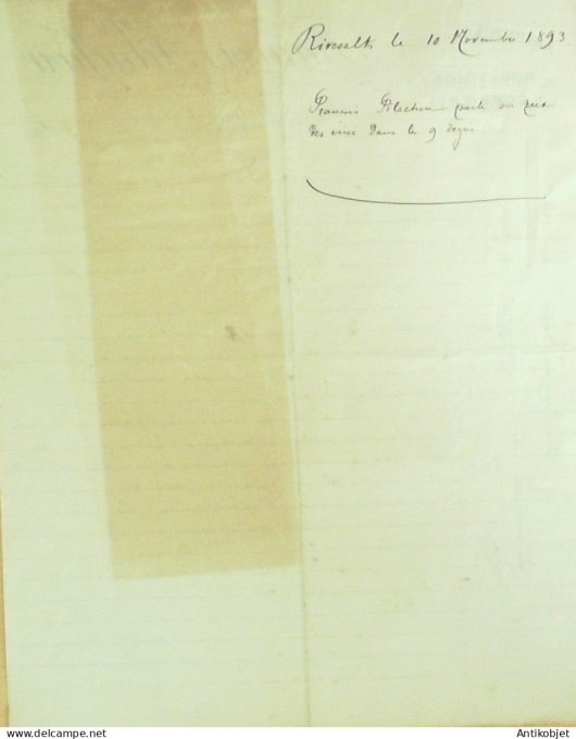 Lettre Ciale François Filachou (Vins Corbières) 1893 à Rivesaltes (66)