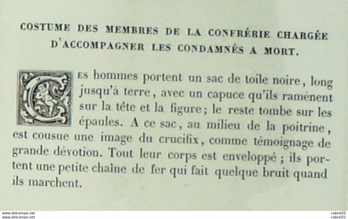 Italie Membre de confrérie pour condamnés à mort 1859