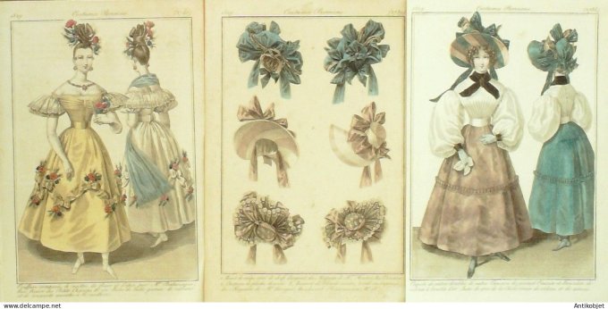 Gravures de mode Costume Parisien 1829 Lot 31 9 pièces