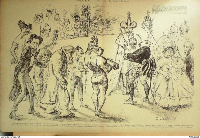 Le Rire 1896-10-17 # 102 Journal humoristique Ed.Originale Reception a l'Elysee