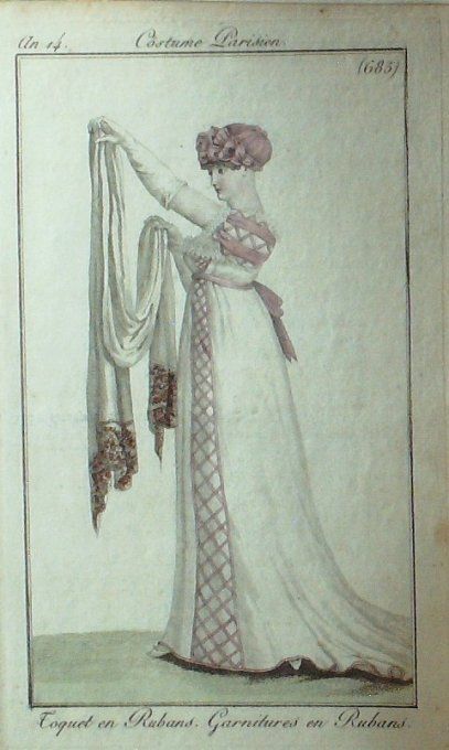 Gravure Mode Costume Parisien 1806 # 685 (eau forte old Fashion plate