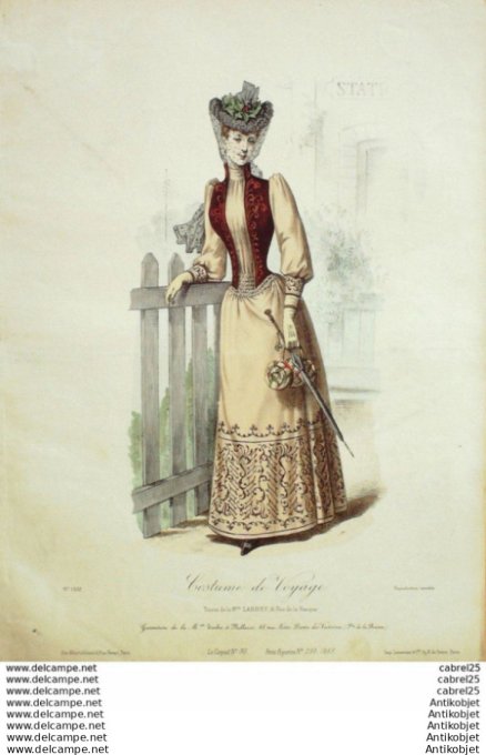 Gravure Mode Le Coquet 1889 # 30 (Old Fashion plate)